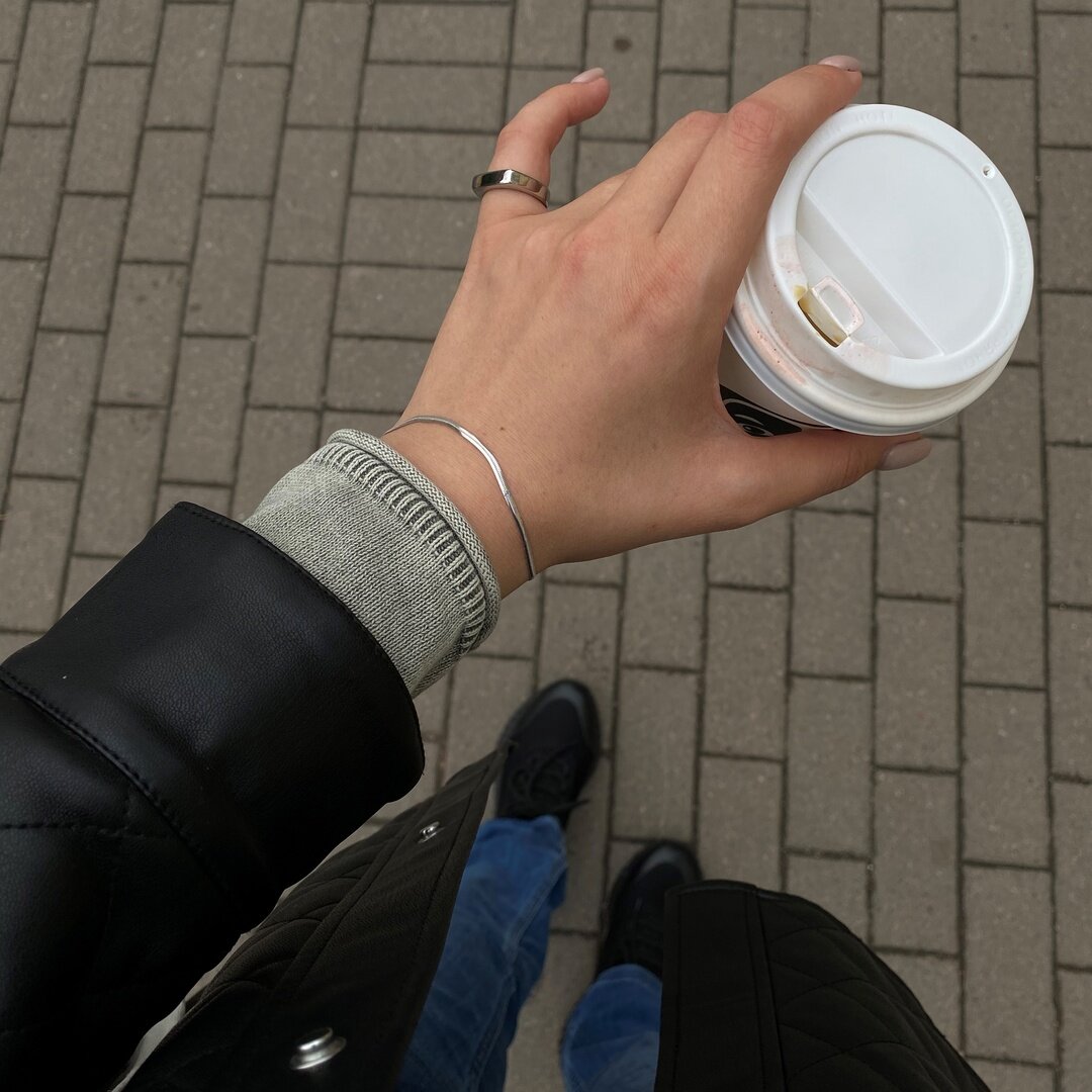 кольцо из стали, браслет — серебро