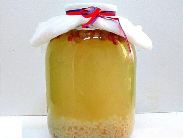   Рисовый квас хорош тем, что вытягивает лишние отложения в суставах, соли. и выводит щавелевую кислоту, снимает воспаление.  . Рисовый квас рецепт приготовления в домашних условиях 
Для приготовления понадобится: Рис промытый — 4 ст. л. Сахар — 3 ст. л. Изюм (не мыть) — горсточка (1 ст. л.). Вода кипяченая — 1 л. Когда речь заходит о рисовом квасе, начинается путаница. Есть еще один невероятно полезный напиток — настой на индийском морском рисе (это такой грибок вроде нашего чайного гриба). Так вот, обычный рисовый квас, о котором я хочу вам рассказать, и тот напиток, который является произведением рисового гриба, их часто путают. Он тоже невероятно полезен, но о нем в следующий раз. Сегодня речь пойдет об обычном лечебном рисовом квасе, который доступен для всех, так как рис продается в каждом магазине.
 Итак, кипятим воду и остужаем ее до чуть теплой температуры. Рис хорошо промываем, чтобы ушла лишняя пыль и крахмал. Пересыпаем чистый рис в банку и заливаем его тепленькой водой. Добавляем сахар и размешиваем. Кто сладко не любит, можно уменьшить количество. Изюм не моем (будет лучше, если он будет домашним и необработанным). На его кожице находятся дикие дрожжи, которые помогут квасу перебродить. Помещаем его в банку. Закрываем горлышко марлей. Ставим в теплое место , можно на подоконник, на солнышко. 4-5 дней и квас готов. Процеживаем его. Полученную жидкость разливаем в удобную чистую тару. Оставшийся рис можно использовать повторно. Промыв его под проточной водой, снова закладываем в банку, добавив только ложку свежего промытого риса, новую порцию сахара и изюма. Брожение пойдет по новой, только гораздо быстрее. Обратите внимание, что напиток содержит сахар — диабетикам противопоказан. Всем остальным можно принимать по 1/2 — 1 стакану 1 раз в день после еды. Терапевтический эффект чувствуется уже через неделю, особенно если дело касается воспалительных процессов. Но прием лучше продолжать до месяца для ощутимого эффекта для суставов. Также месячный курс хорошо помогает при подагре.