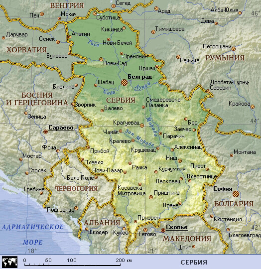 Сербия граничит с какими. Подробная карта Сербии. Географическая карта Сербии. Сербия границы на карте. Сербия и Черногория на карте.