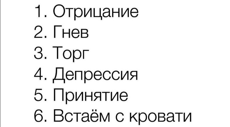 Стадии принятия неизбежного. Картинка из свободных источников.