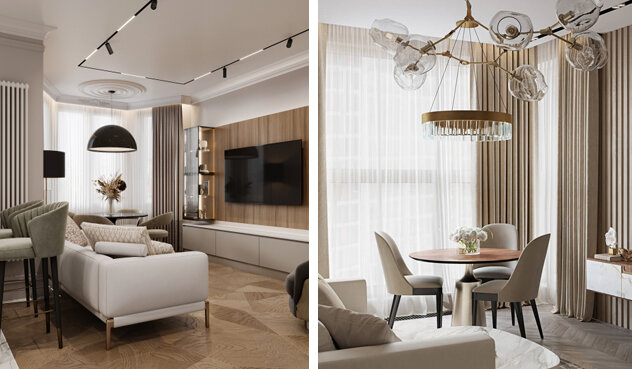 Чтобы интерьер не казался скучным, сочетайте разные фактуры. 