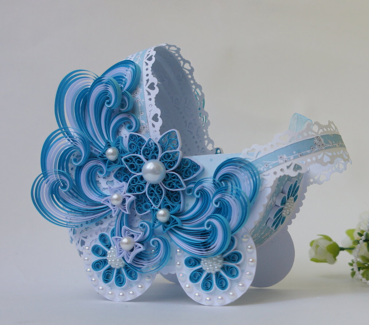 Коляска-открытка для поздравления с новорожденным. Фото мои