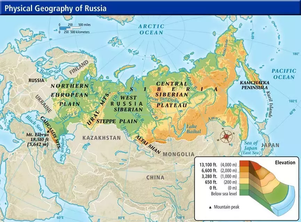 Физическая карта России.
