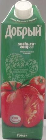 Восстановленный, с мякотью, гомогенизированный. Изготовлен из концентрированного томатного пюре (пасты).