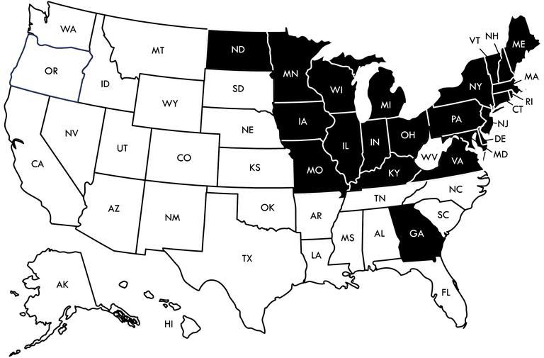 Самый популярный цвет автомобиля в каждом штате.