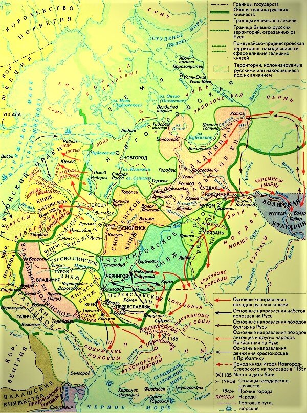 Русские земли в 12 13 веках карта