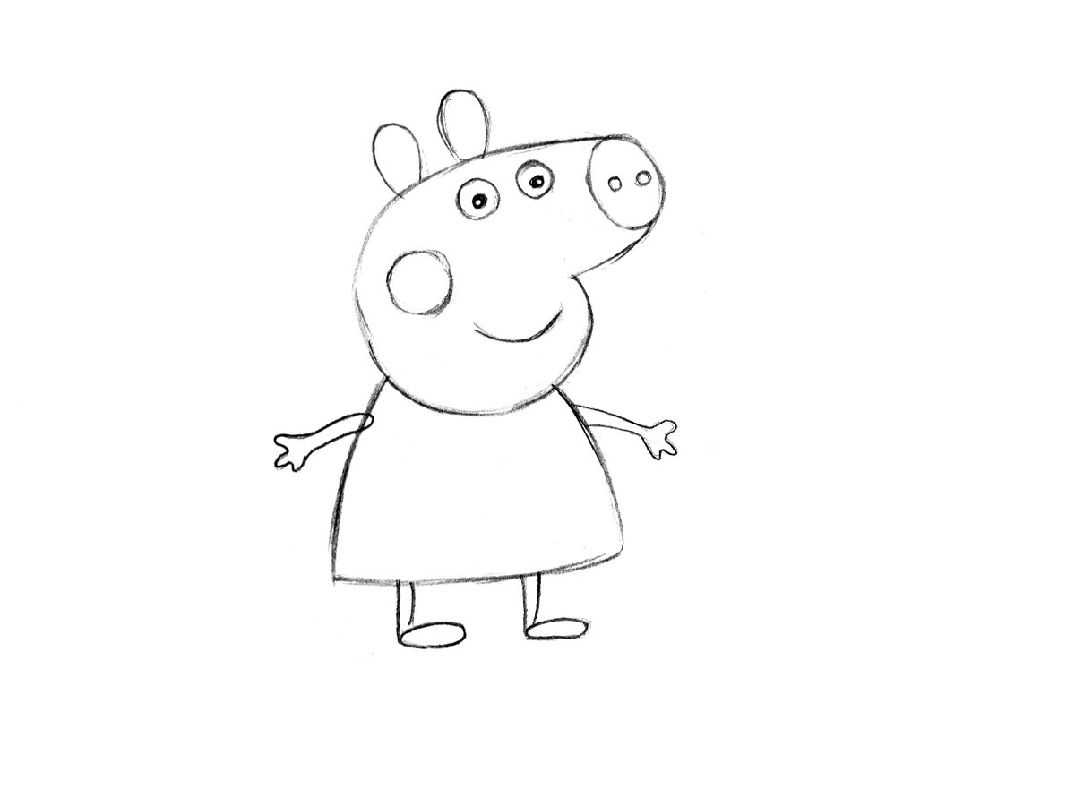 Рисовать свинку Пеппу карандашом