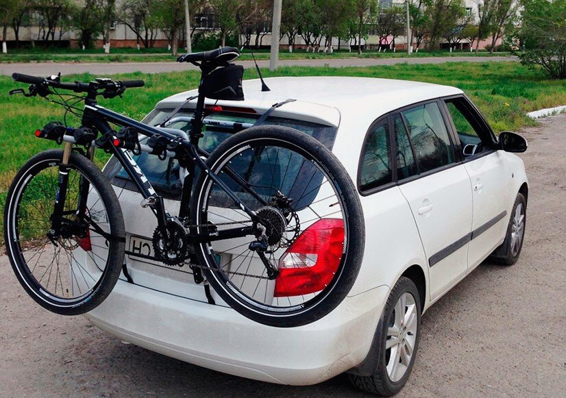 Перевозка велосипеда на двери багажника. Источник Яндекс картинки