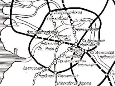 Схема развития метрополитена 1967 года. Источник - mirmetro.net.