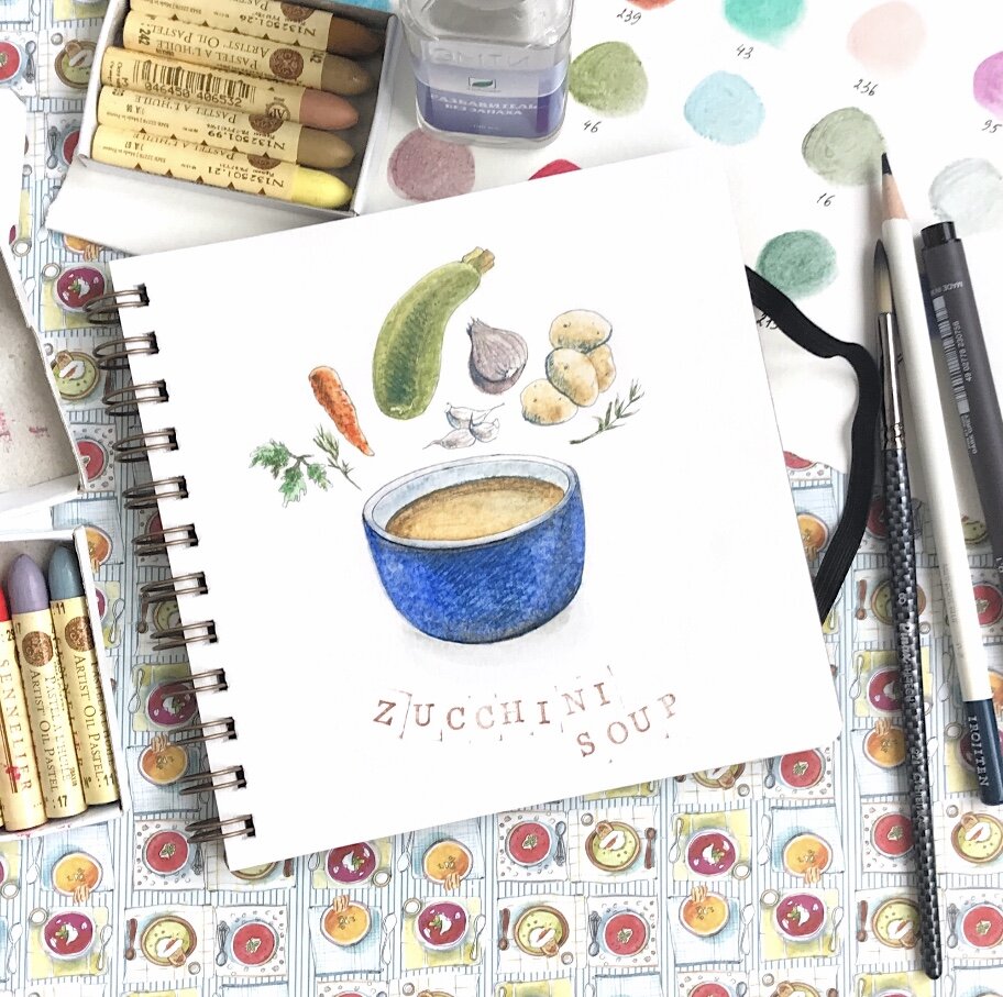 Работа автора. Масляная пастель, линер, цветной карандаш, акварельная бумага целлюлоза 100%.