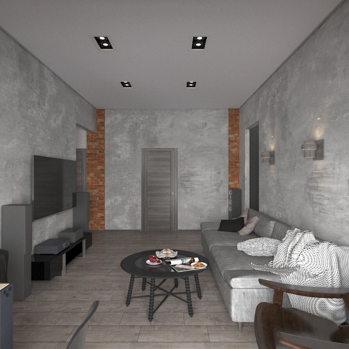 Гостиная лофт.