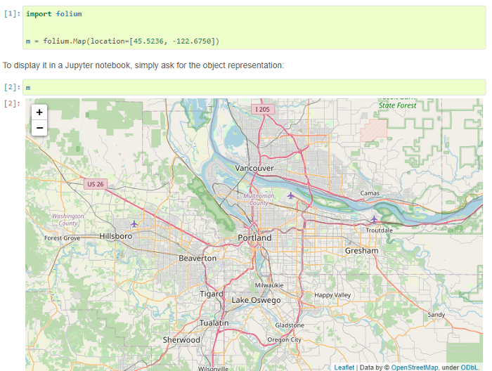 Folium запущен в Jupyter Notebook