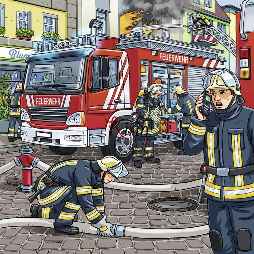 Работа пожарных иллюстрация