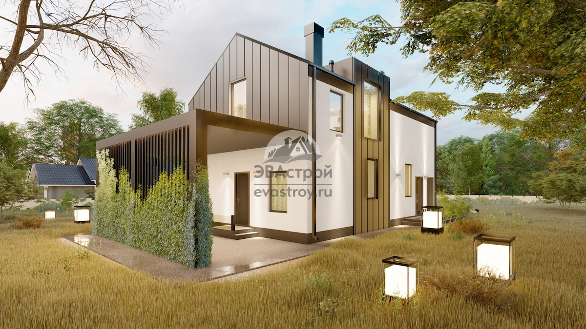  Проект двухэтажного жилого дома в стиле Барнхаус - 107-76