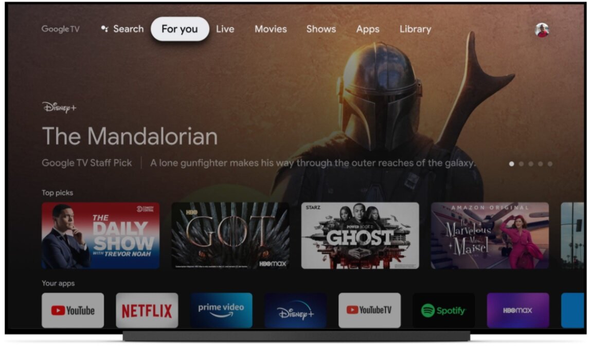 Интерфейс Google TV