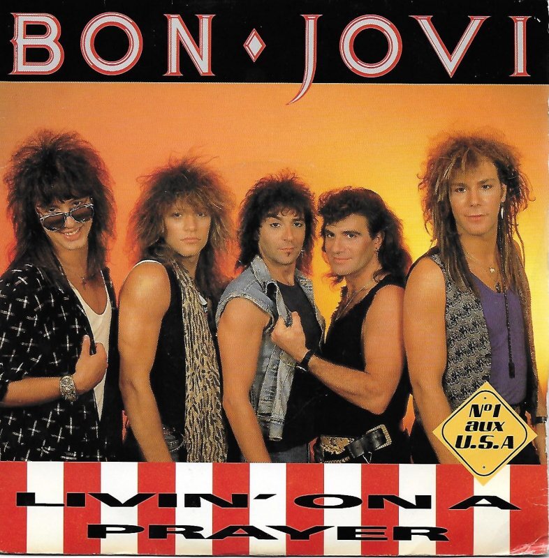 Обложка европейского сингла "Livin' on a Prayer" американской рок-группы Bon Jovi
