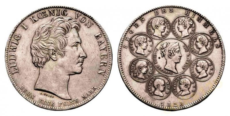 
Семейный талер с изображение короля Людвига I. Бавария, 1828 год