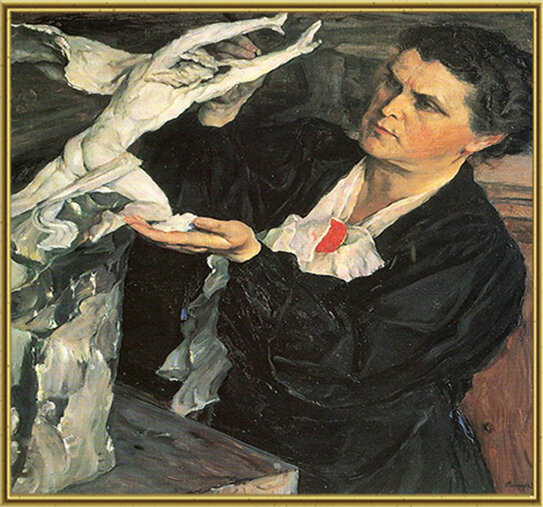 Репродукция портрета Веры Мухиной работы Михаила Нестерова