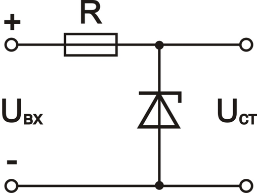 Типовая схема включения стабилитрона