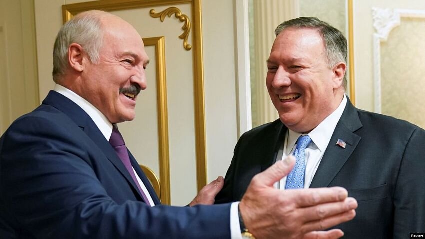 Президент Беларуси Александр Лукашенко и госсекретарь США Майк Помпео. Фото: rferl.org    