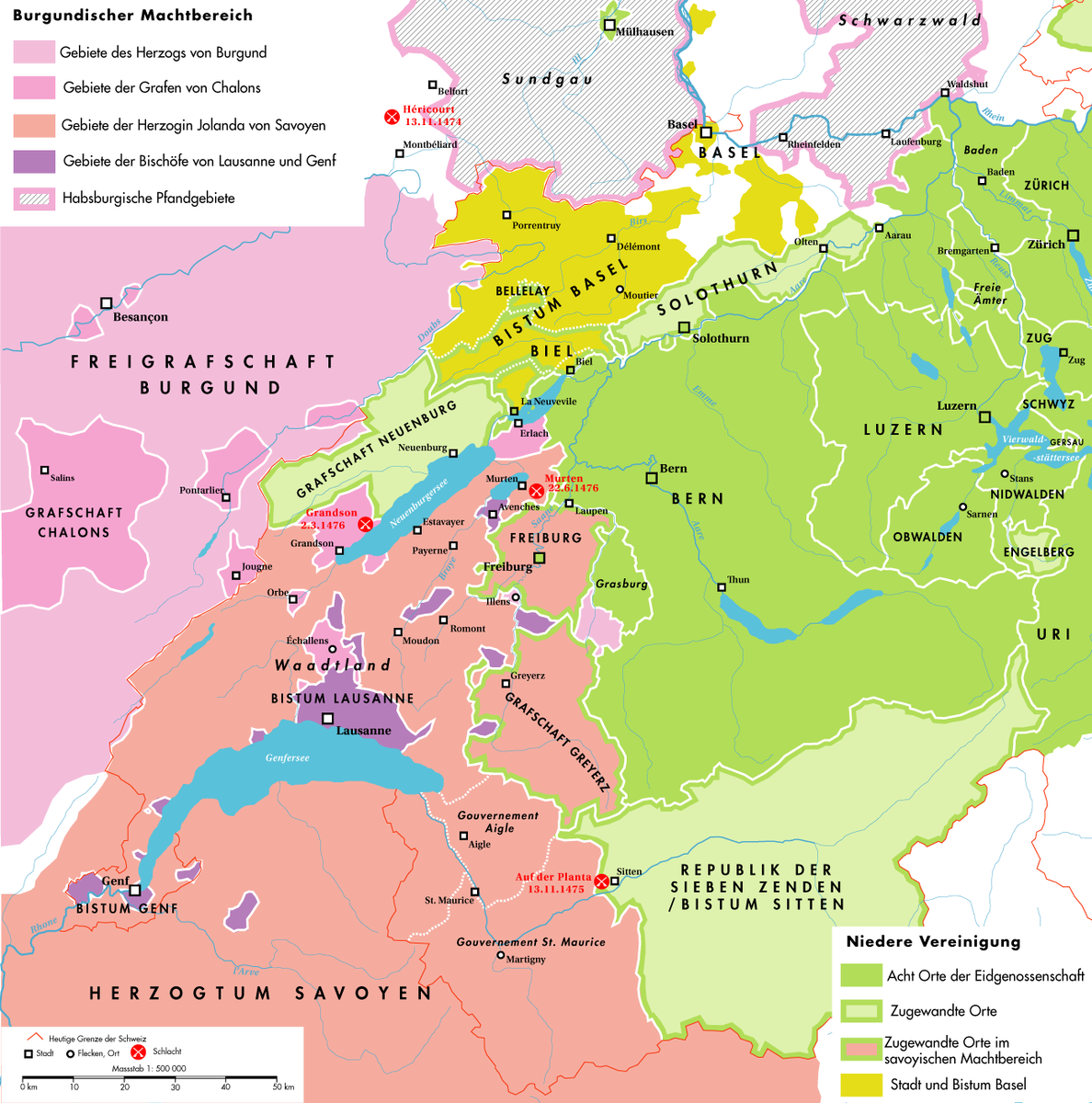 Бургундские войны 1474-1477 годы. Автор: Marco Zanoli (sidonius 20:02, 2 November 2006 (UTC)) - собственная работа, CC BY-SA 4.0, https://commons.wikimedia.org/w/index.php?curid=1333875