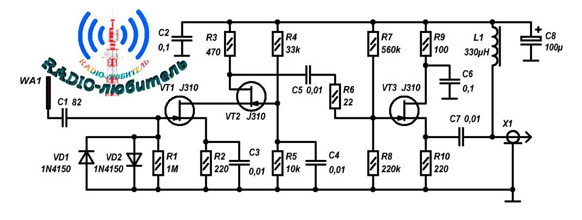 Принципиальная схема активной антенны