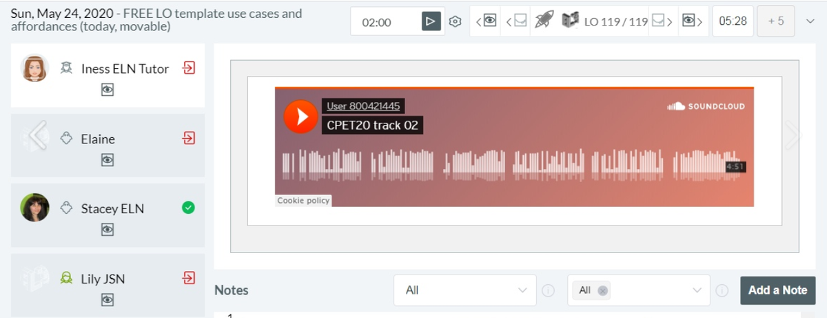 В классах можно проигрывать SouncCloud audio 