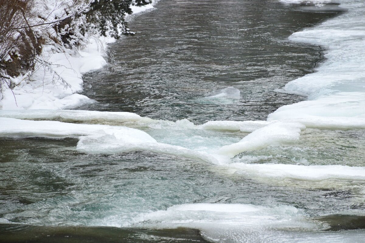 Егор — ледяной бугор. Пугающе прекрасно... Фото сделано сверху, течение бежит от нас