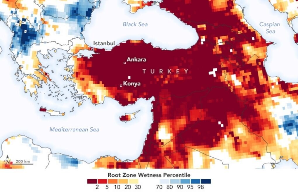 Türkiye Kuraklık Haritası Nasa 18 Ocak 2021