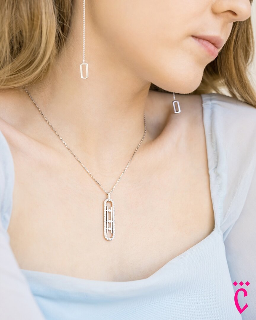 Серебряное колье с фианитом (арт. 06-266500КЦ-00)