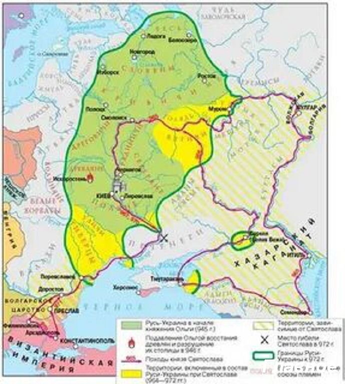 Карта руси при святославе игоревиче