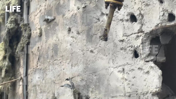 Разрушенные в результате обстрела ВСУ салон красоты и общежитие в Донецке. Видео © LIFE