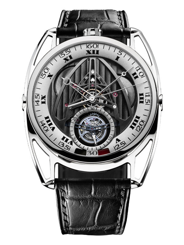 Часы De Bethune DB28 Tourbilon Ruthenium в 43 мм корпусе из титана с платиновым безелем с турбийоном и индикатором запаса хода