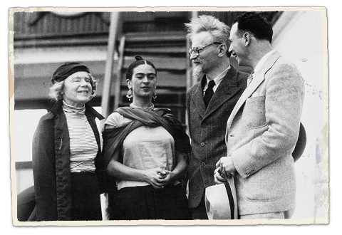 Лев Троцкий с женой Натальей Седовой и Фридой Кало, Мексика