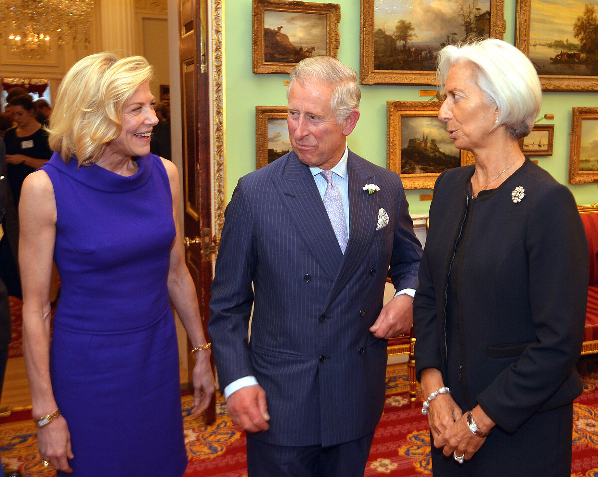 Линн Ротшильд, его величество принц Чарльз и Кристин Лагард.