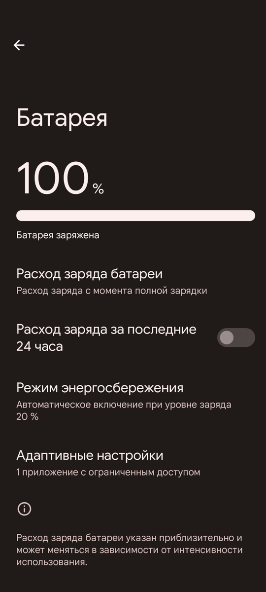 Рис. 1а. Заряд батареи 100%
