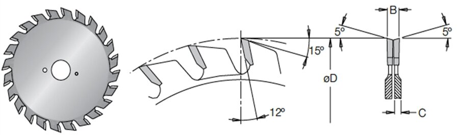 Составной подрезной пильный диск
