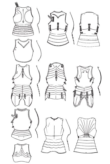 Различные типы кирас и нагрудников 