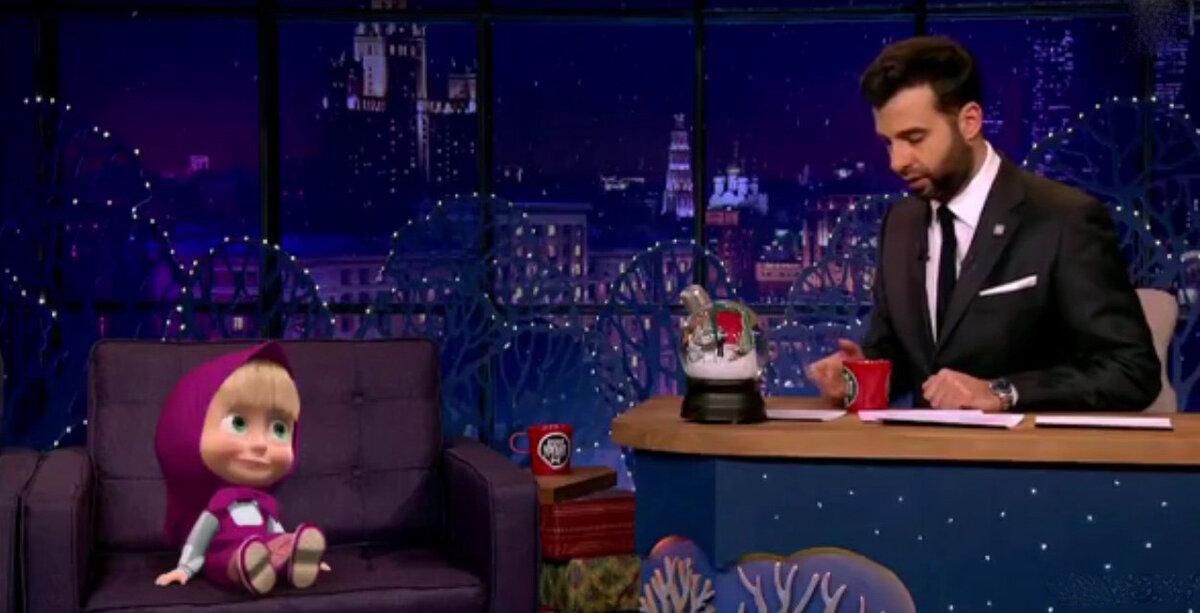 Маша - первая из мультгероев, побывала в гостях у "Вечернего Урганта". Это успех!