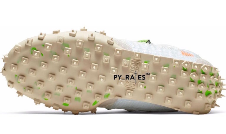 Off-White x Nike Waffle Racer Electric Green, подошва (кэп:)