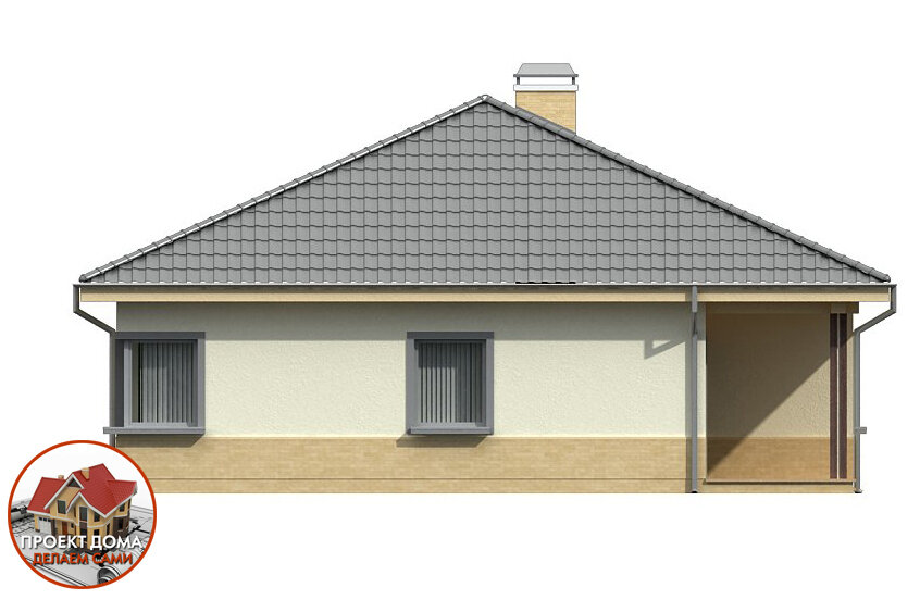 Одноэтажный 4-х комнатный дом 12х12,5 м., общей площадью 115 кв.м.