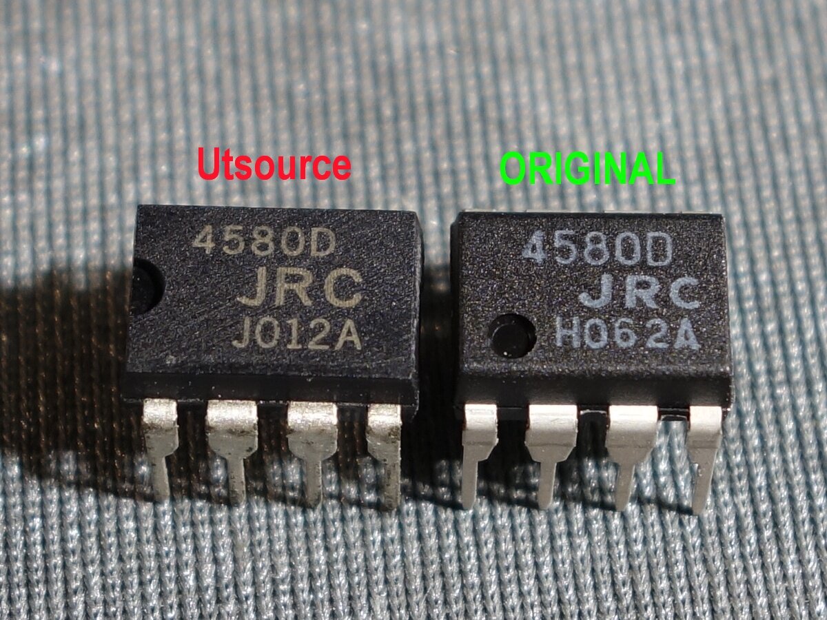 NJM4580D куплена у компании UTsource. Справа оригинальная. Из чего сделана подделка, если её розничная цена чуть больше 10 рублей?