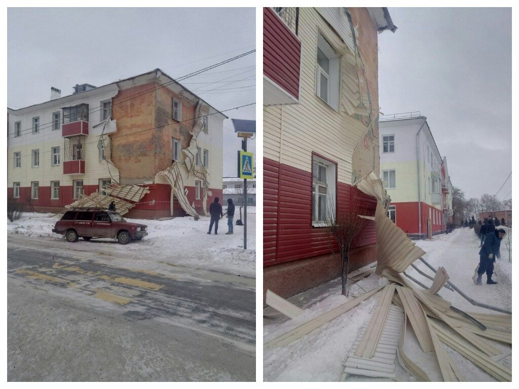 Обрушившийся фасад. Фото: знамя победы