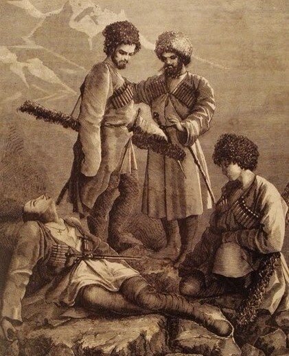 Раненый абрек (рис. середины XIX в.).