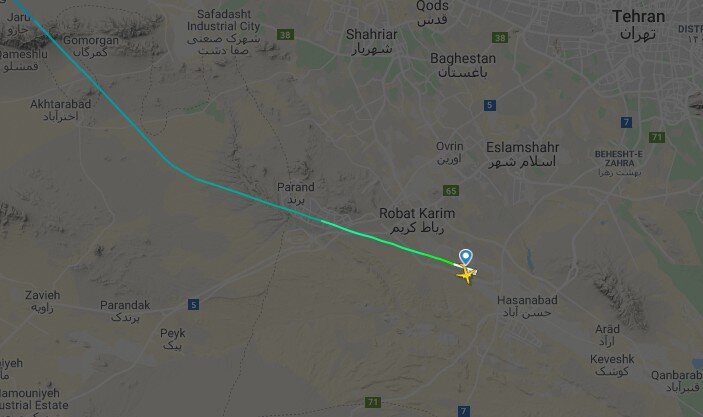 обычная траектория взлёта рейса PS752