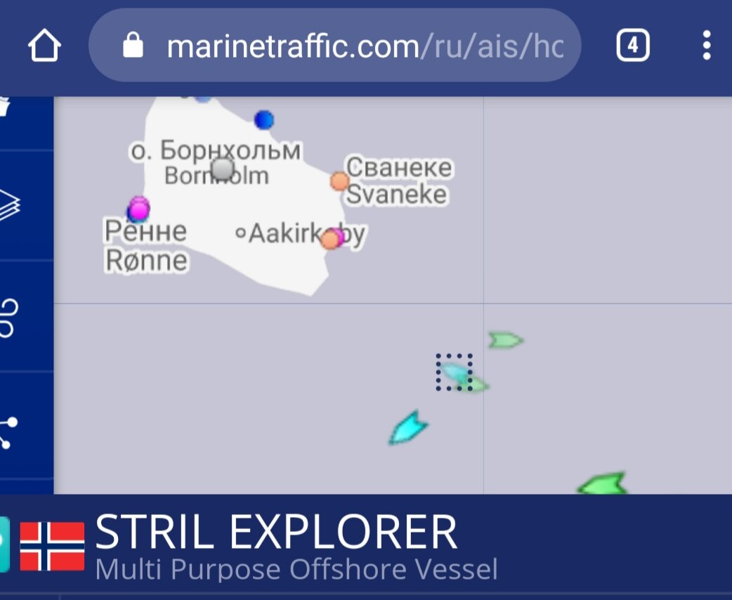 Одинокое судно-инспектор STRIL EXPLORER прямо сейчас.