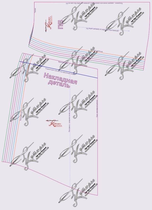 Лекала накладной детали и ПП юбки