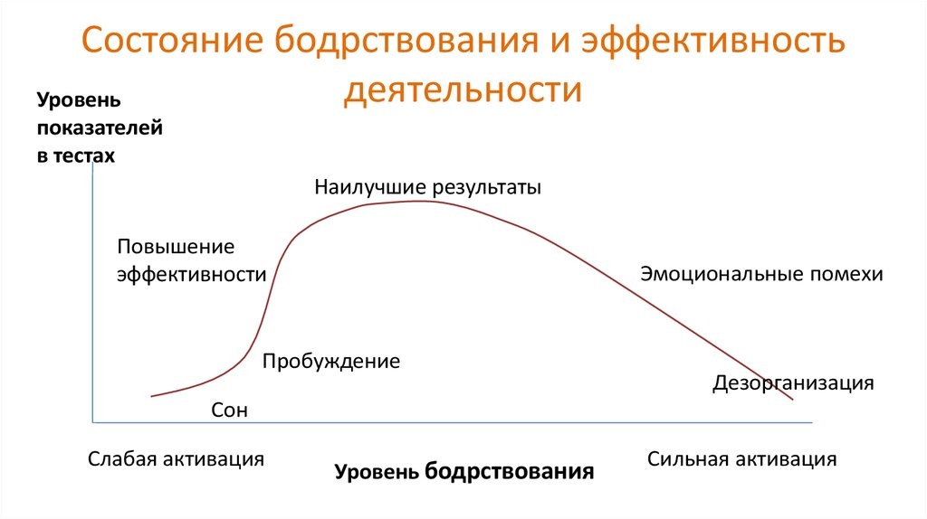 Зависимость эффективности деятельности человека от уровня бодрствования

