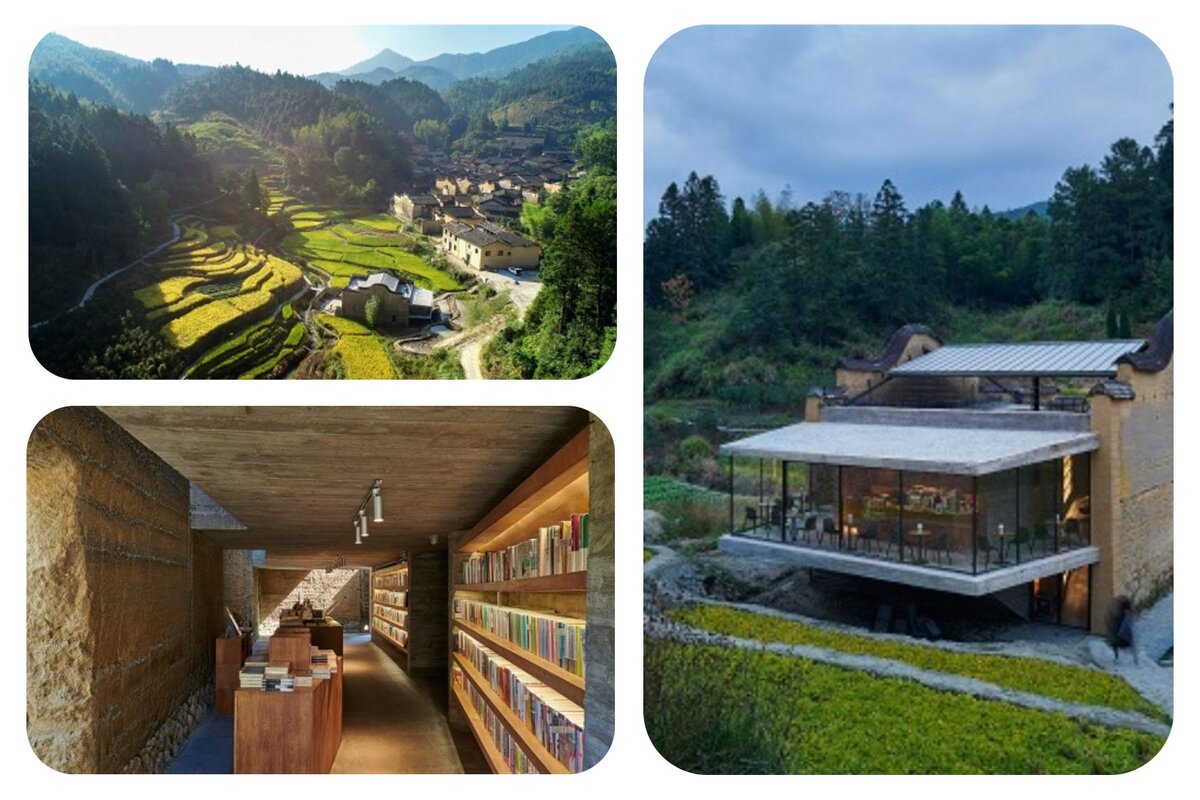 Книжный магазин на китайском рисовом поле 