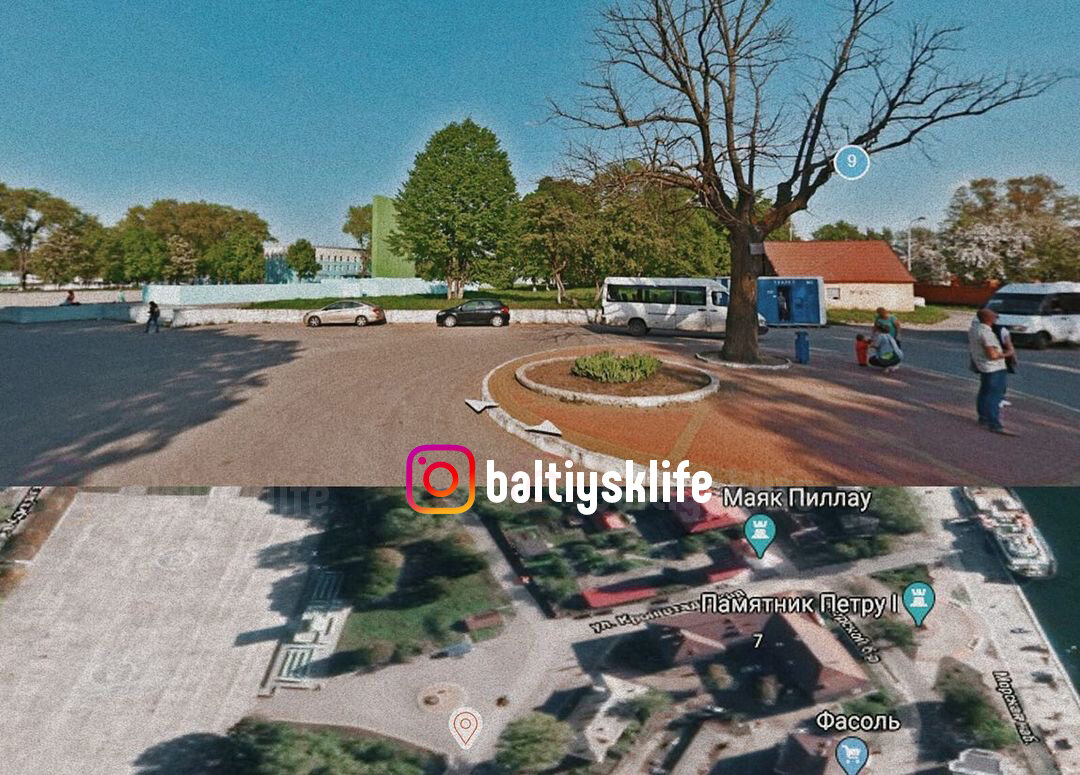 современный вид, примерно с того же ракурса. Ныне - это улица Кронштадтская (конечная остановка)